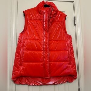 ♦️ Trend Factory Orange / Pink Sleeveless Puffer Vest Size Large